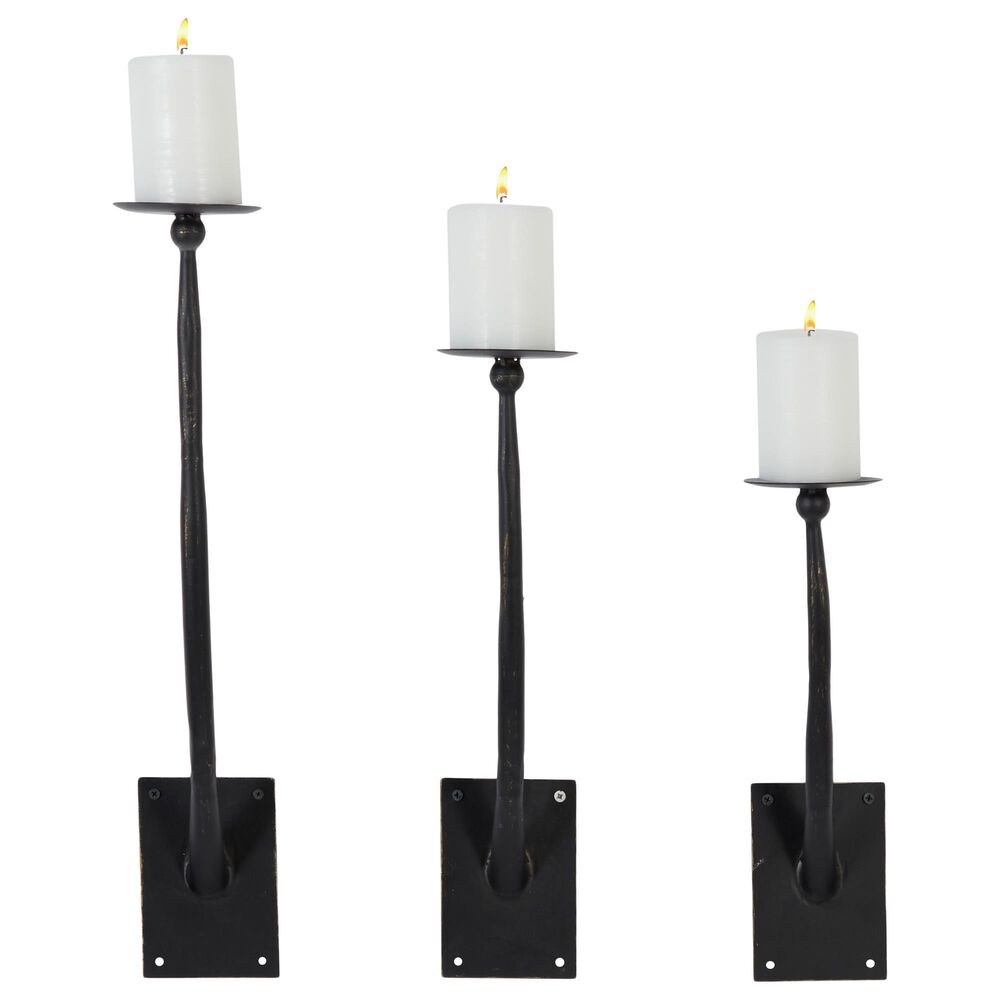 Maple and Jade Contemporary Metal Wall Sconce Black Set of 3, , large