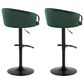 LumiSource Claire Swivel Adjustable Barstool with Green Velvet Upholstery in Black (Set of 2), , large
