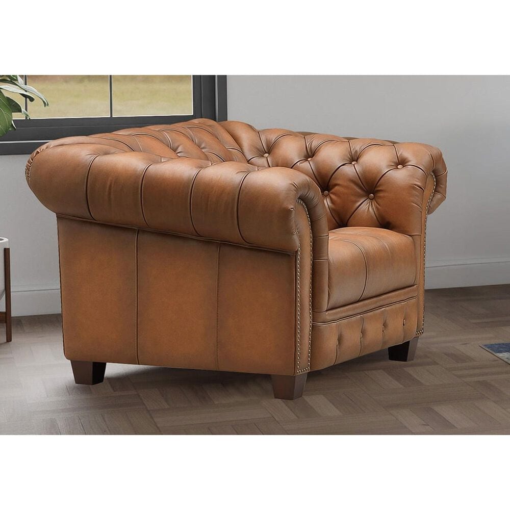 Hydeline York Leather Accent Chair in Saddle (Set of 2), , large