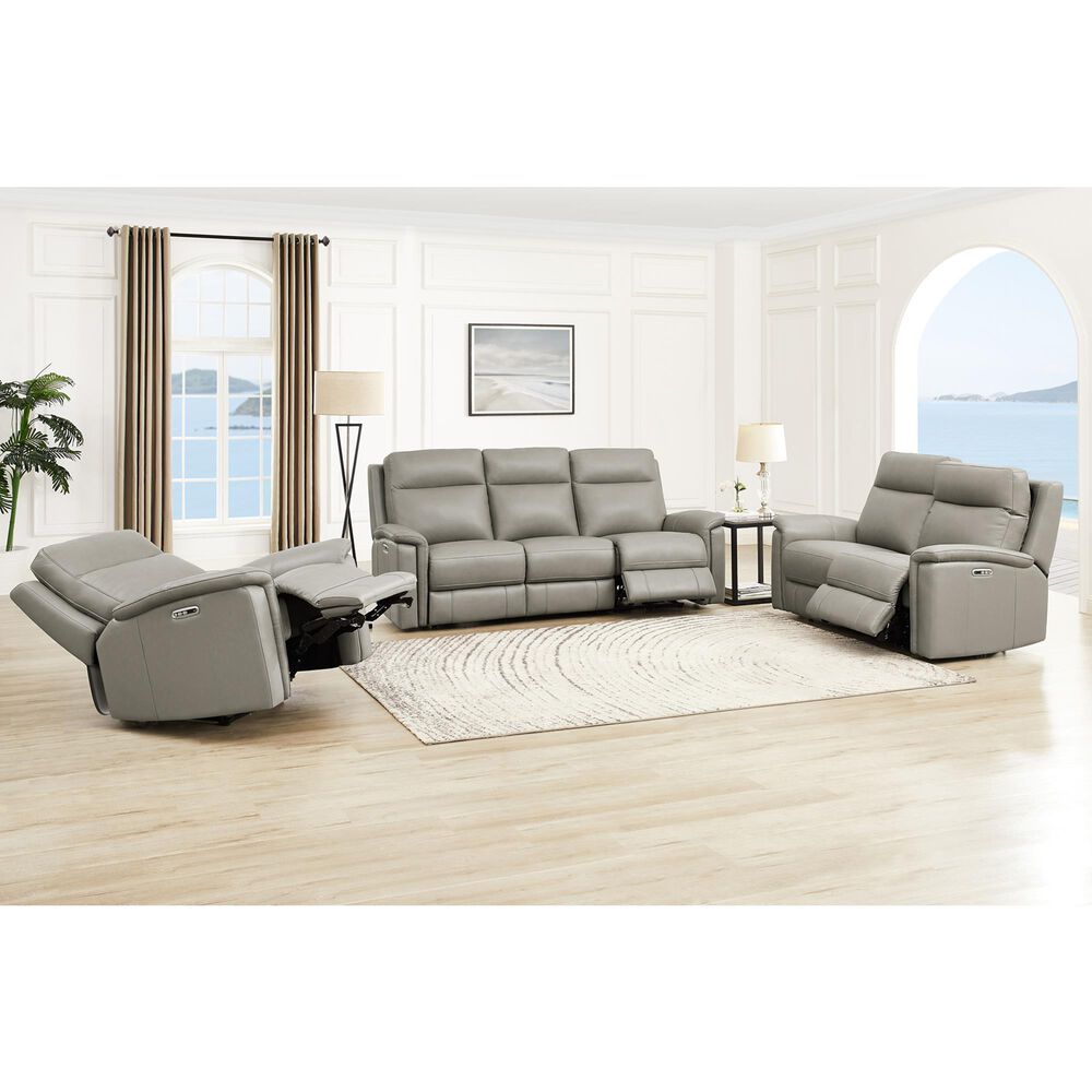 Amax Leather Cozy Power Reclining Sofa in Concrete, , large