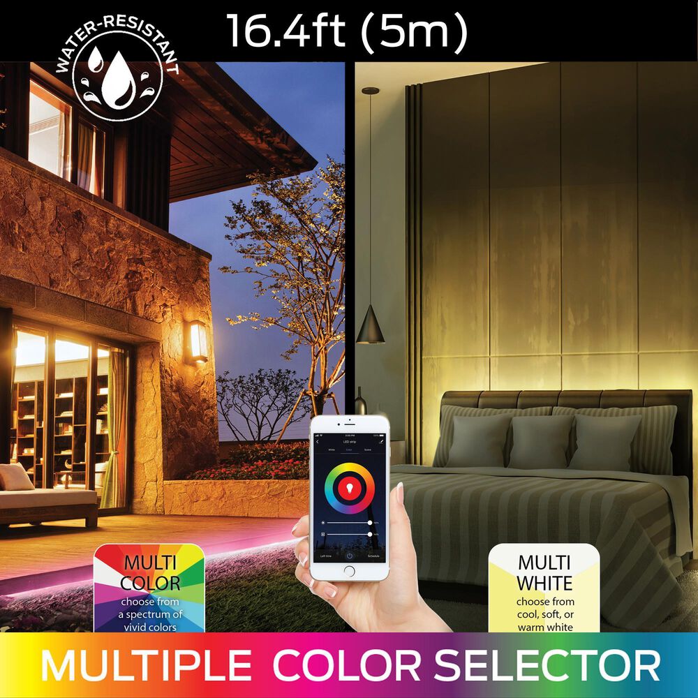 Monster Smart Illuminessence 16.4&#39; Smart Multicolor and Multi White Indoor/Outdoor LED Light Strip, , large