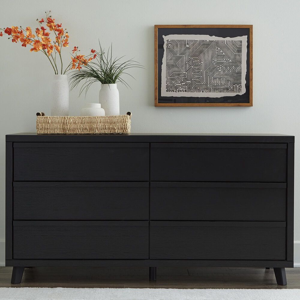 Ashley Danziar 6-Drawer Dresser in Matte Black, , large