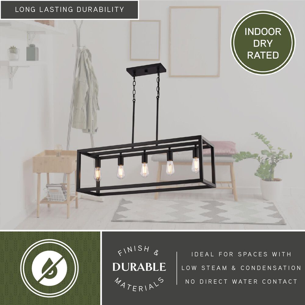 Vaxcel Pratt 5-Light Linear Chandelier in Matte Black, , large