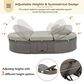 HOMLUX 2-Person Outdoor Daybed with Adjustable Backrests and Foldable Cup Trays in Gray, , large