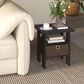 HOMLUX 2-Piece 1-Shelf End Table with Bin Drawer in Dark Walnut, , large