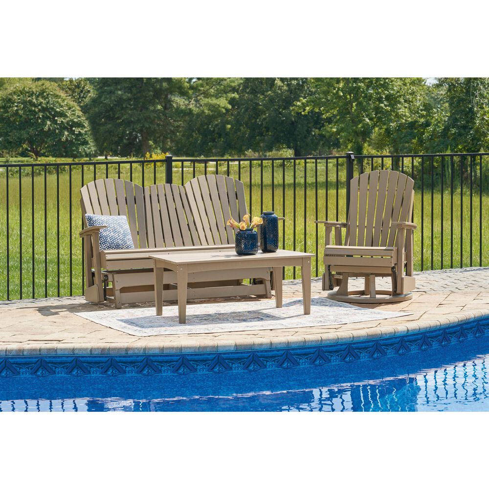 Ashley Hyland Wave Patio Glider Loveseat in Driftwood, , large