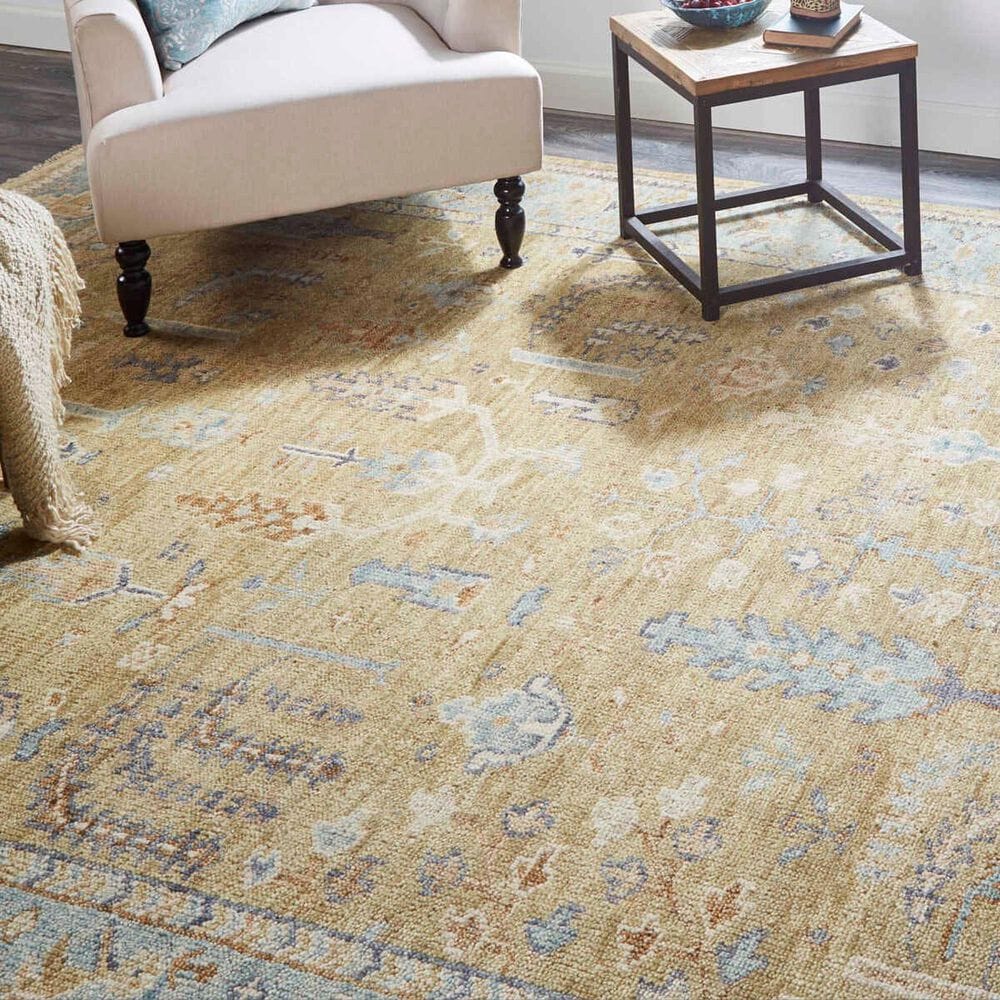 Feizy Carrington 5&#39;6&quot; x 8&#39;6&quot; Gold and Light Blue Area Rug, , large