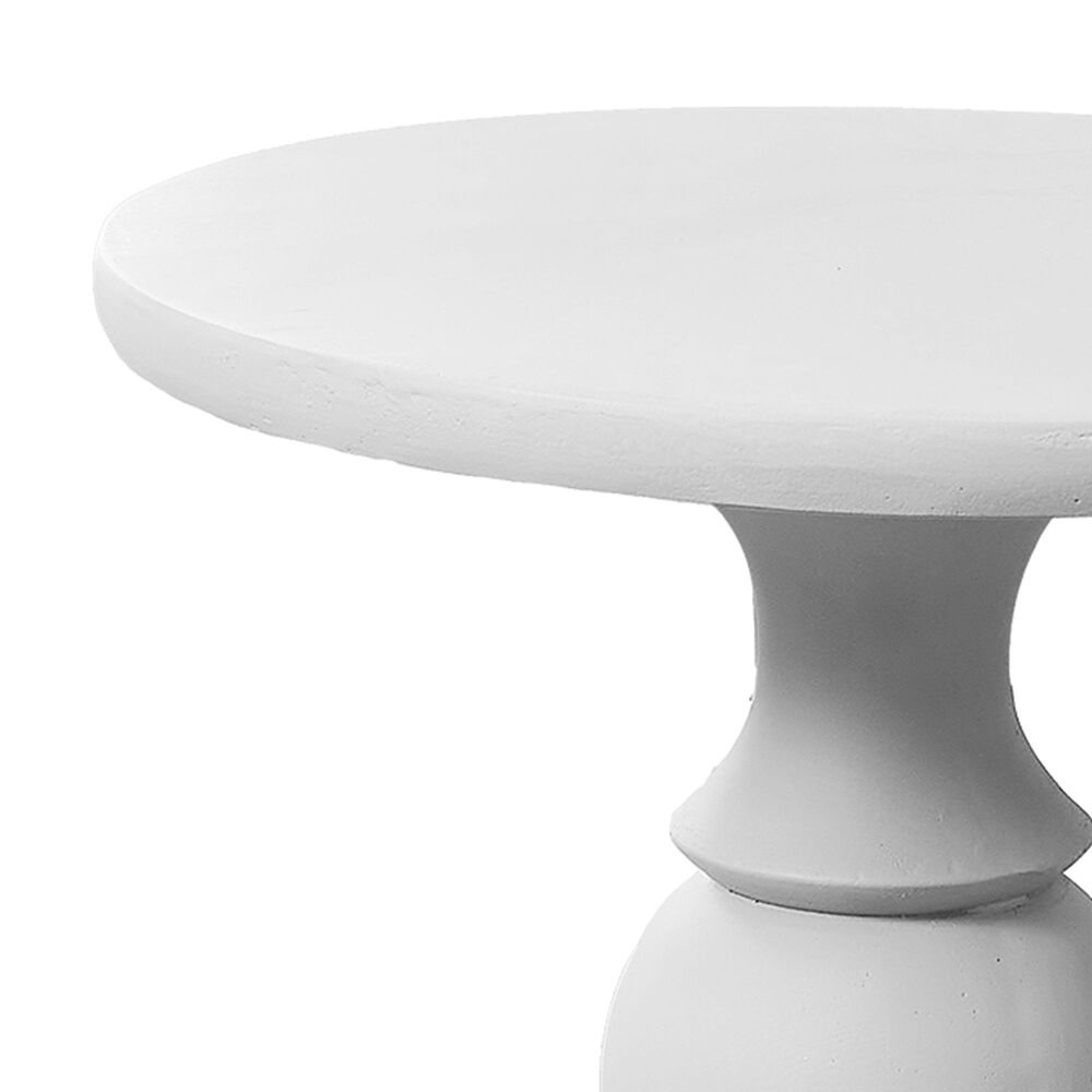 Hearth and Haven Outdoor Round Side Table with Sculpted Pedestal Base in White, , large