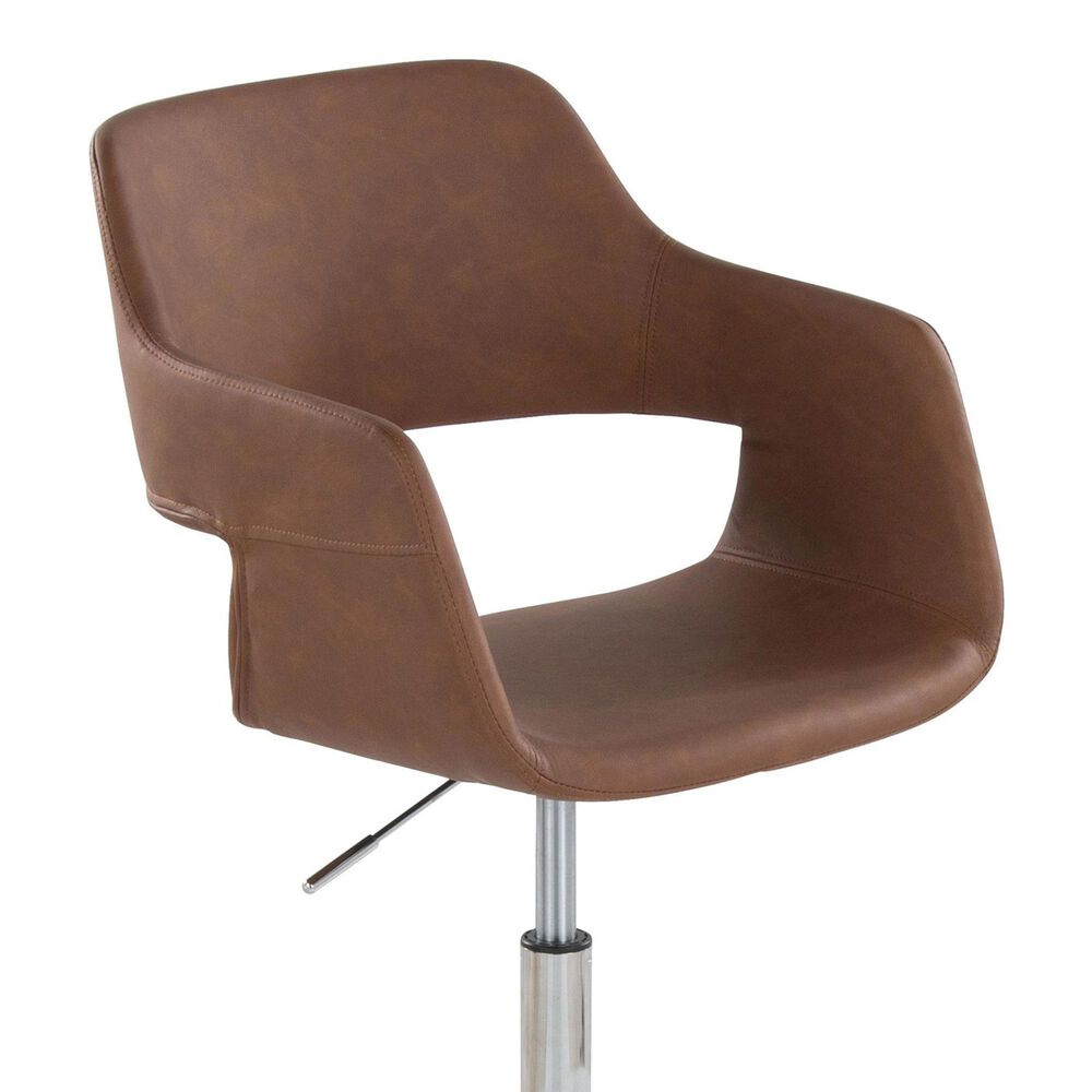 LumiSource Margarite Swivel Task Chair with Brown Faux Leather Cushion in Chrome, , large