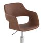 LumiSource Margarite Swivel Task Chair with Brown Faux Leather Cushion in Chrome, , large