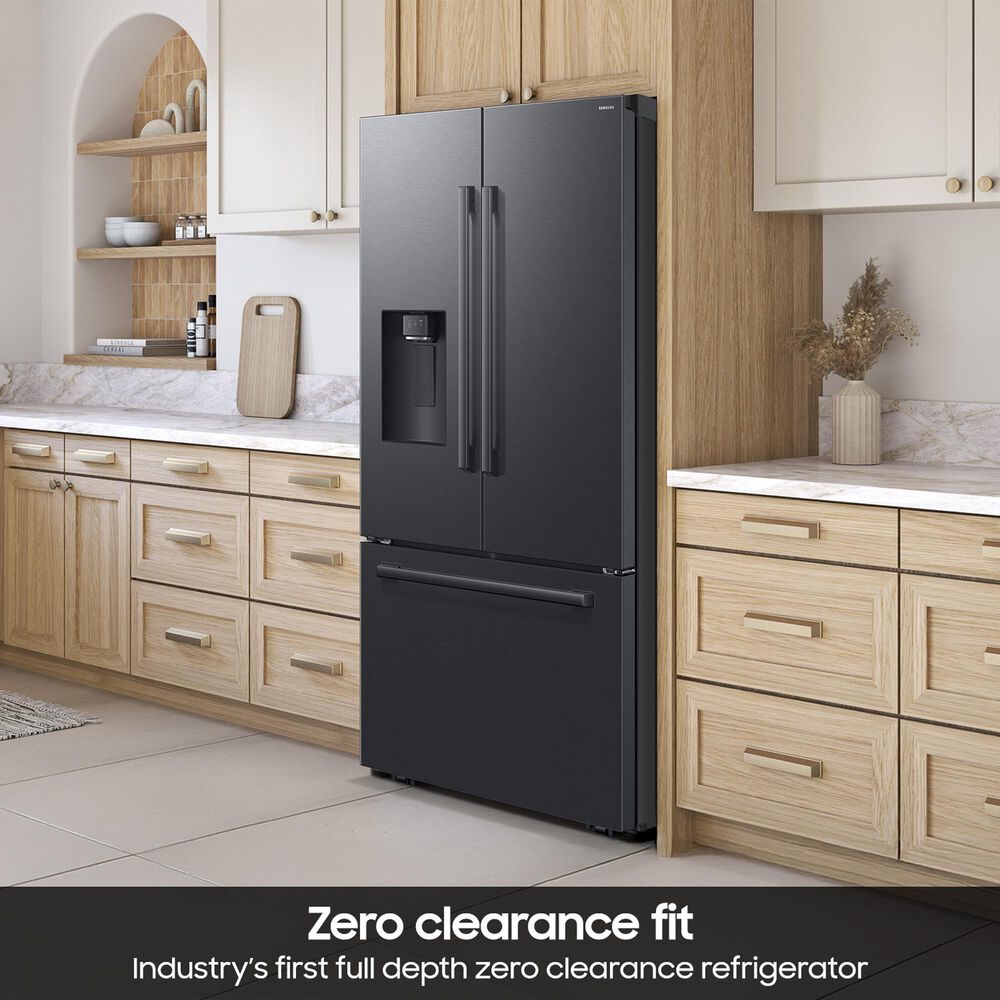 Samsung Bespoke AI 29 Cu. Ft. French Door Refrigerator with Zero Clearance Fit and Sphere Ice in Matte Black Steel, , large
