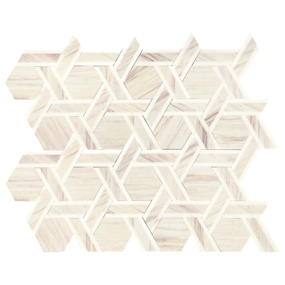 Dal-Tile Fonte Pier White 2" Hexagon Natural Stone Mosaic Tile, , large