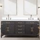 Lexora Home Laurel 72" Double Bathroom Vanity in Black Oak with White Cultured Marble Top and Rectangular Sinks, , large