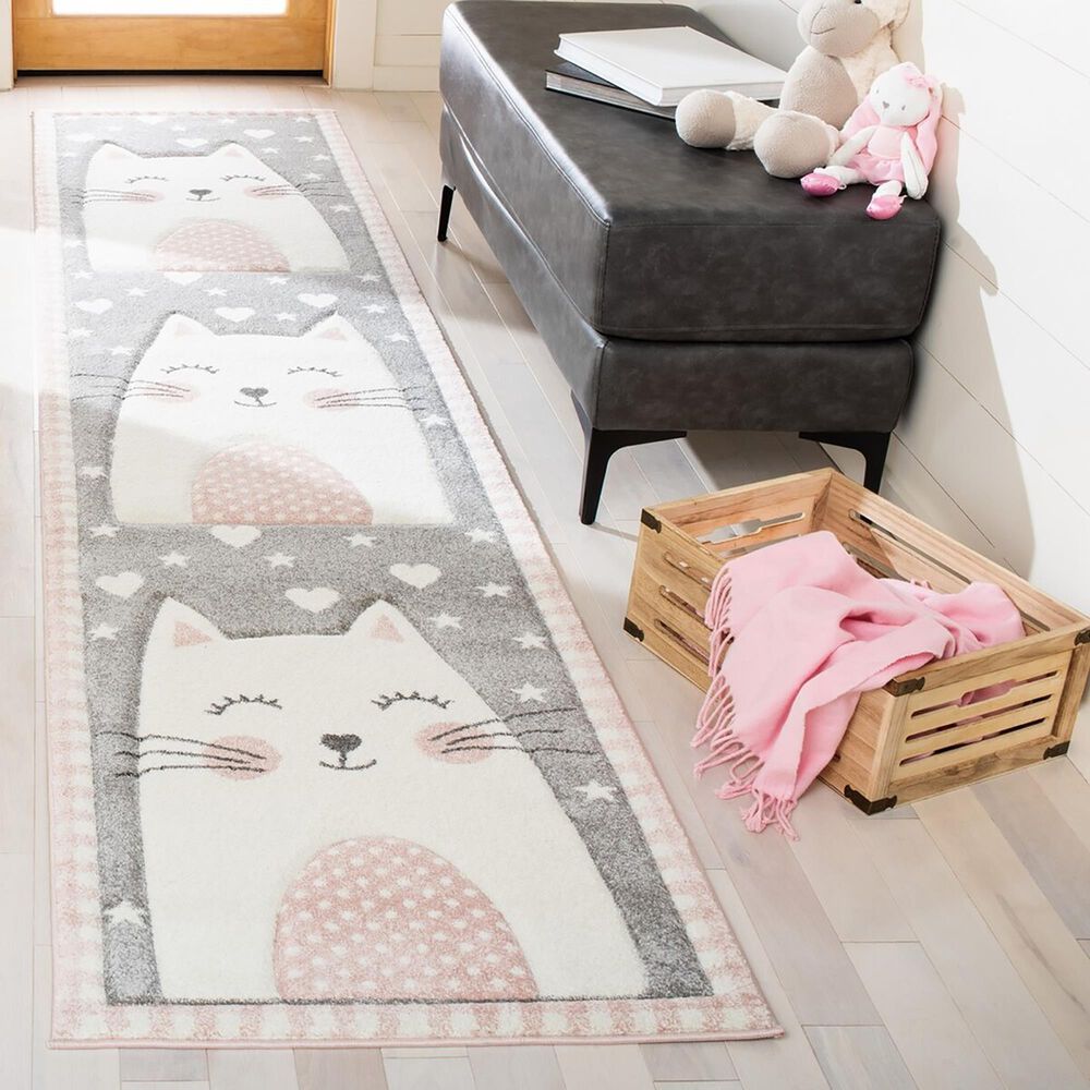 Safavieh Carousel 2&#39;3&quot; x 10&#39; Pink and Grey Kids Runner, , large