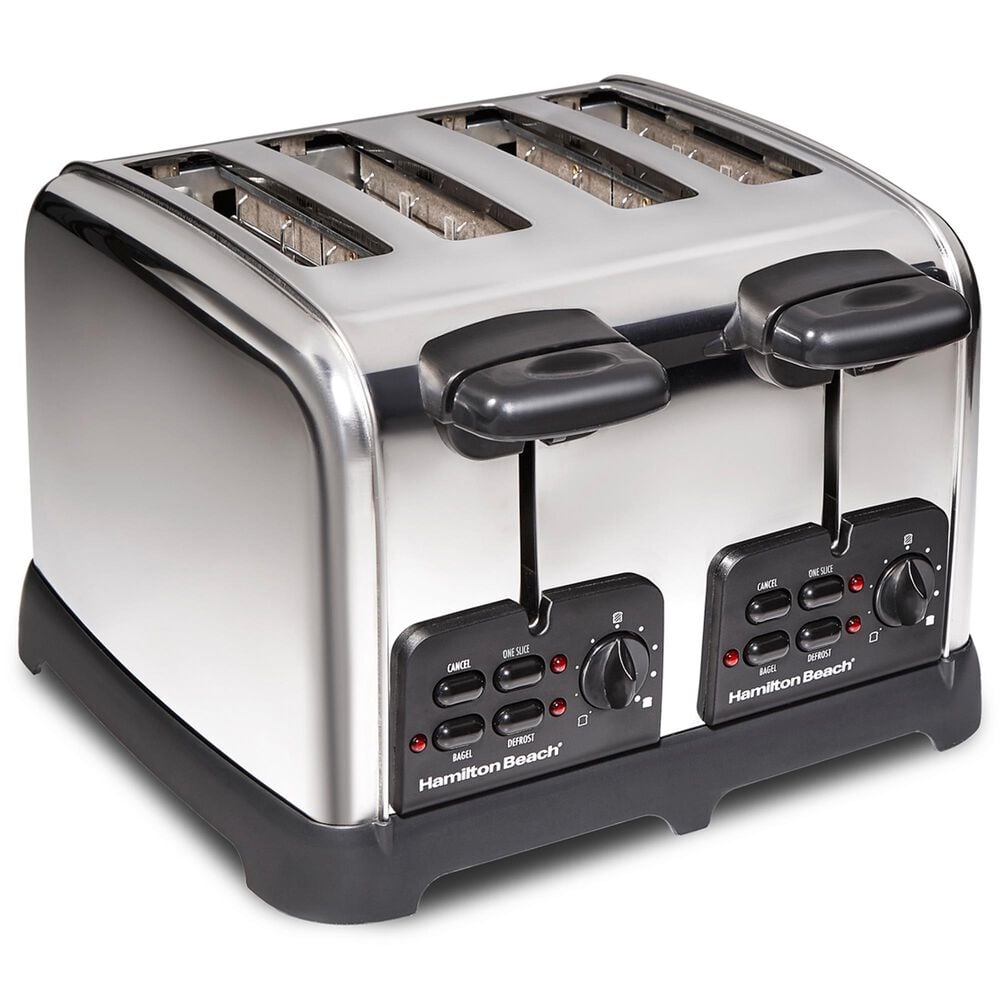 Hamilton Beach 4-Slice Classic Toaster with Sure-Toast Technology in Stainless Steel and Black, , large