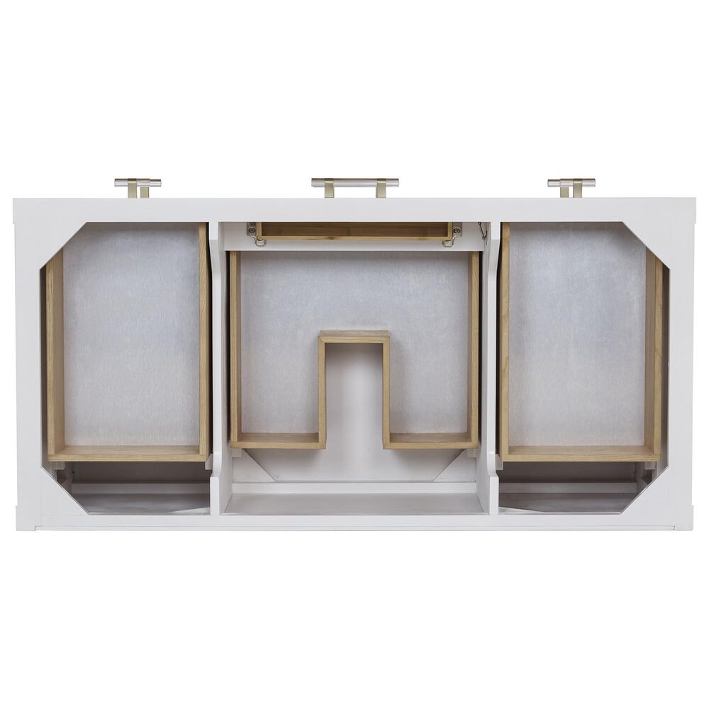 James Martin Vanities Olena 36&quot; Single Vanity in Light Mappa Burl and Polished White with Single Hole 3 cm White Zeus Quartz Top &amp; Backsplash, , large