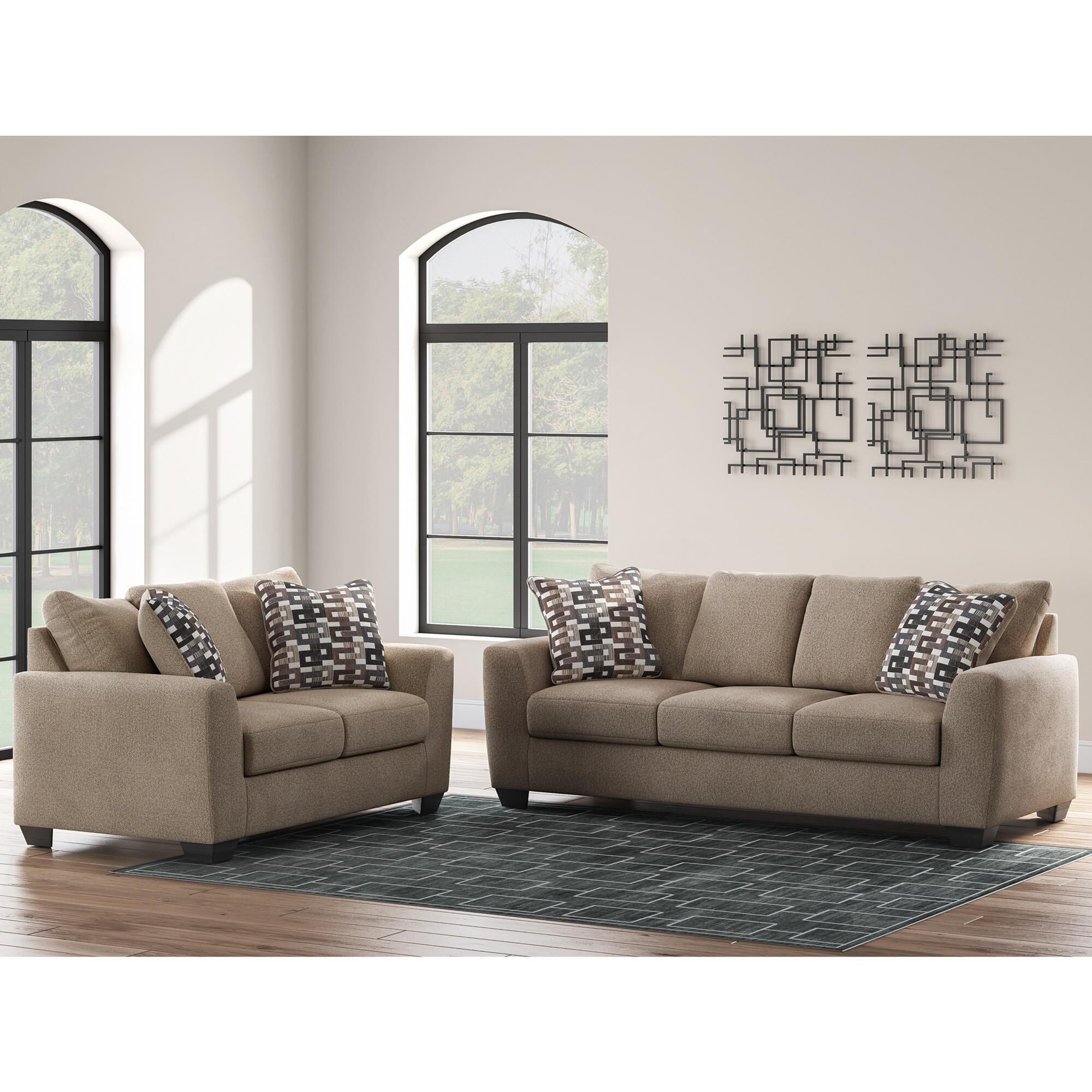 Ashley Triston-Peaks Stationary Loveseat in Suede