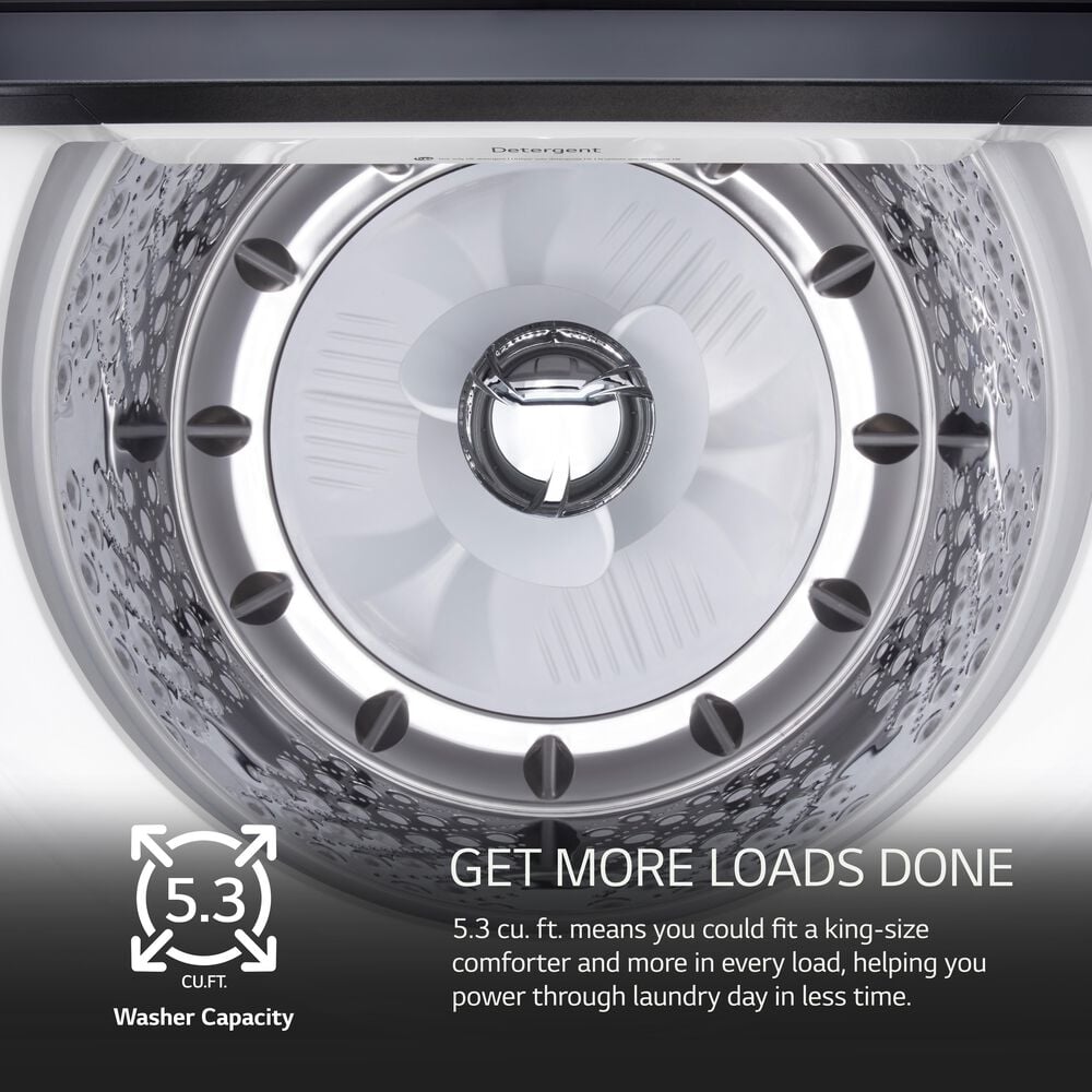 LG 5.3 cu. ft. SMART Top Load Washer in Alpine White with Agitator, Easy Unload and TurboWash3D Technology, , large