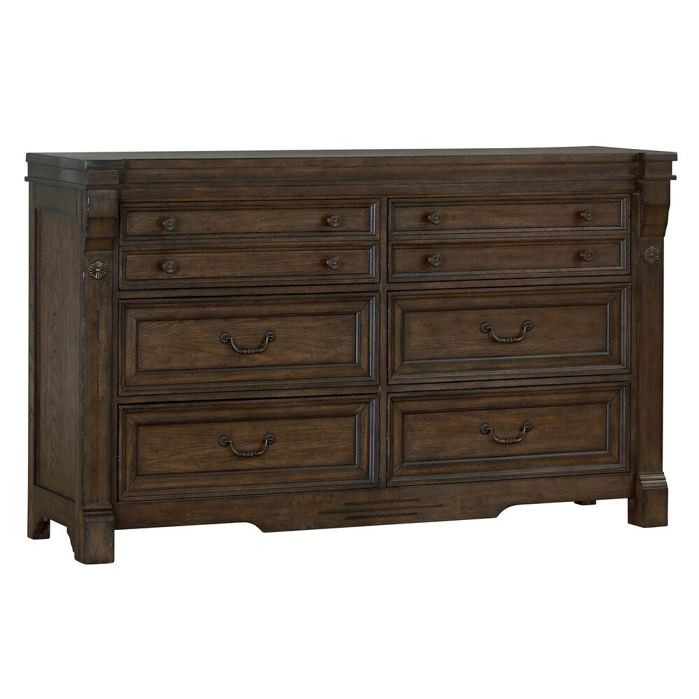 Sasha Lee Grand Teton 5 Piece Queen Bedroom Set in Warm Brown Oak, , large