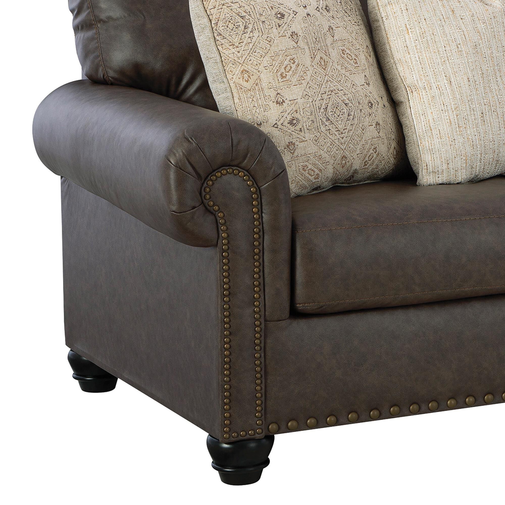 Ashley Roxmere Stationary Queen Sleeper Sofa in Umber