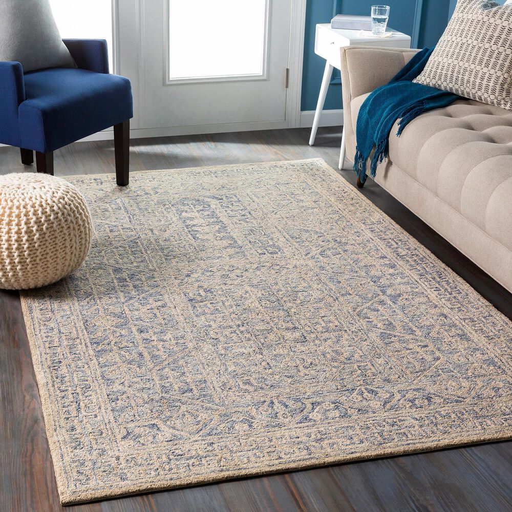 Surya Granada GND-2318 5&#39; x 7&#39;6&quot; Dark Blue, Denim and Khaki Area Rug, , large