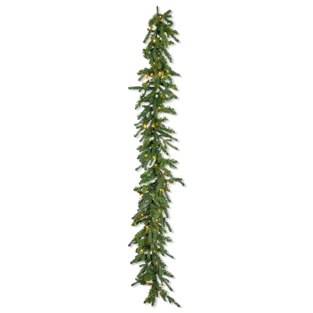 The Gerson Company 9' Pre-Lit Hallmark Natural Cut Kentucky Fir Garland in Green, , large