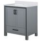 Lexora Home Ziva 30" Single Bathroom Vanity in Dark Grey with 2 cm White Cultured Marble Top and Rectangular Sink, , large