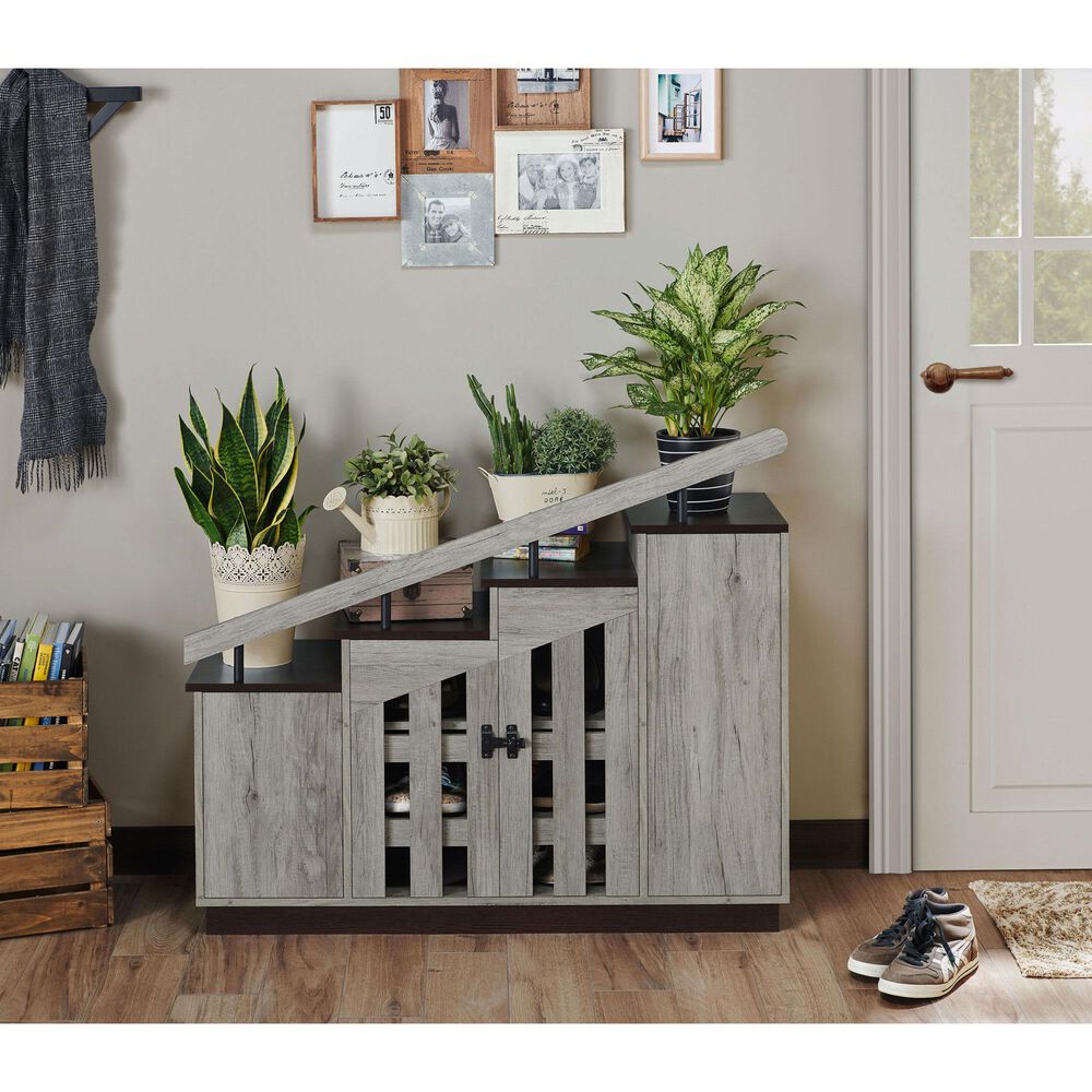 Furniture of America Lewis Shoe Storage Cabinet in Vintage Grey, , large