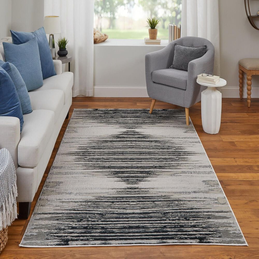 Feizy Micah 39LRF 9&#39;2&quot; x 12&#39; Black and Silver Area Rug, , large