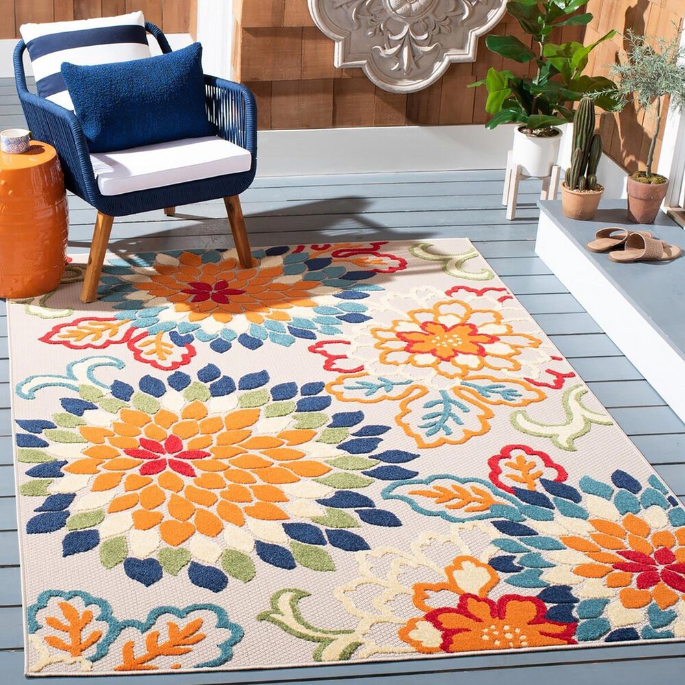 Safavieh Cabana 8&#39; x 10&#39; Ivory and Orange Area Performance Rug, , large