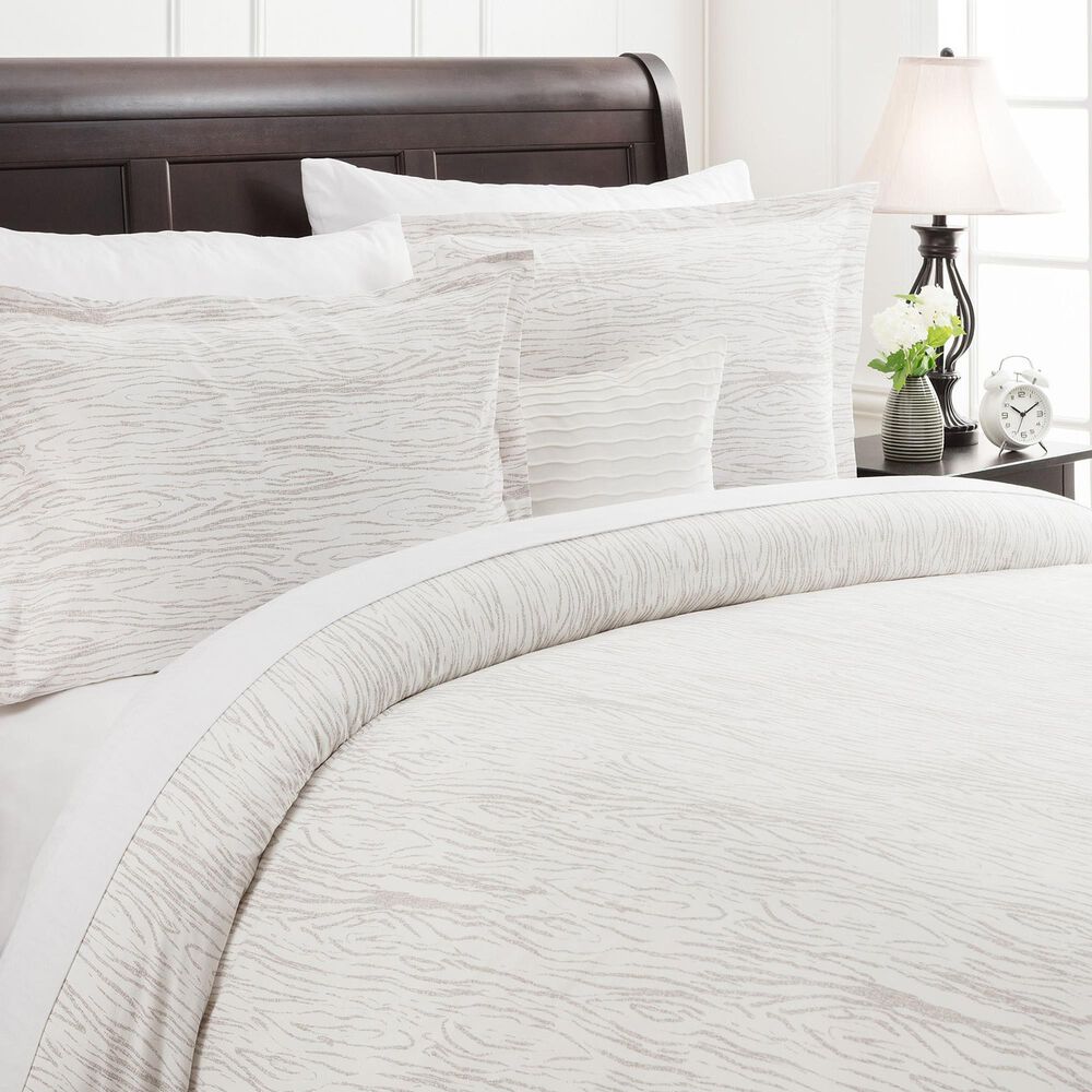 Chanasaya Home 3-Piece Queen Duvet Cover Set in Taupe and White, , large