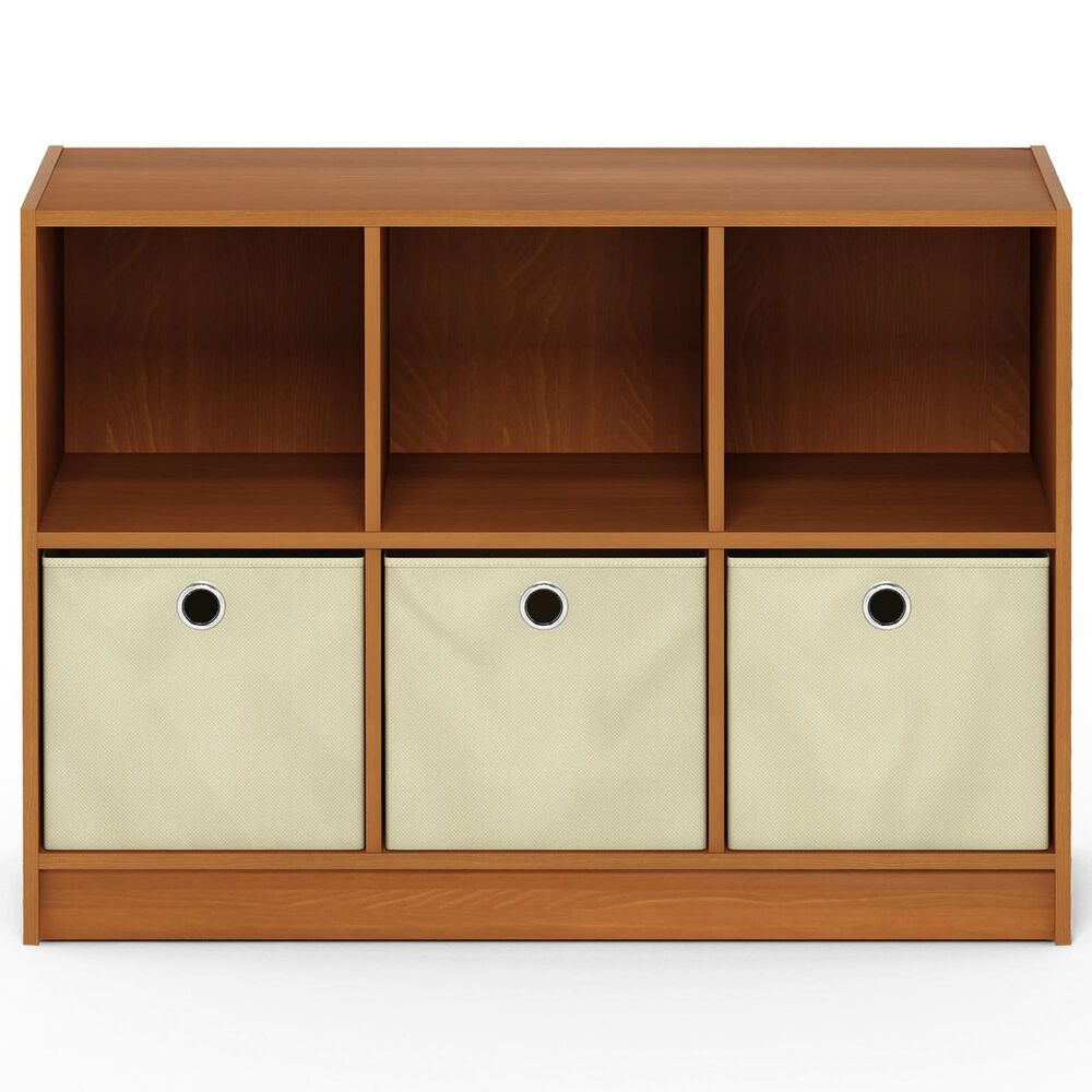 HOMLUX 6-Cube Bookshelf Bookcase with Storage Bins in Light Cherry, , large