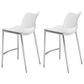 Zuo Modern Ace Counter Chair in White/Silver (Set of 2), , large