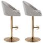 LumiSource Matisse Adjustable Swivel Barstool with Grey Fabric Upholstery in Gold (Set of 2), , large