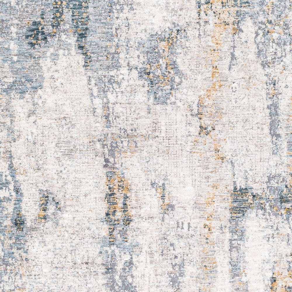 Surya Cardiff CDF-2306 Medium Gray, Light Blue, Mustard and Dark Blue 7'10" Round Area Rug, , large