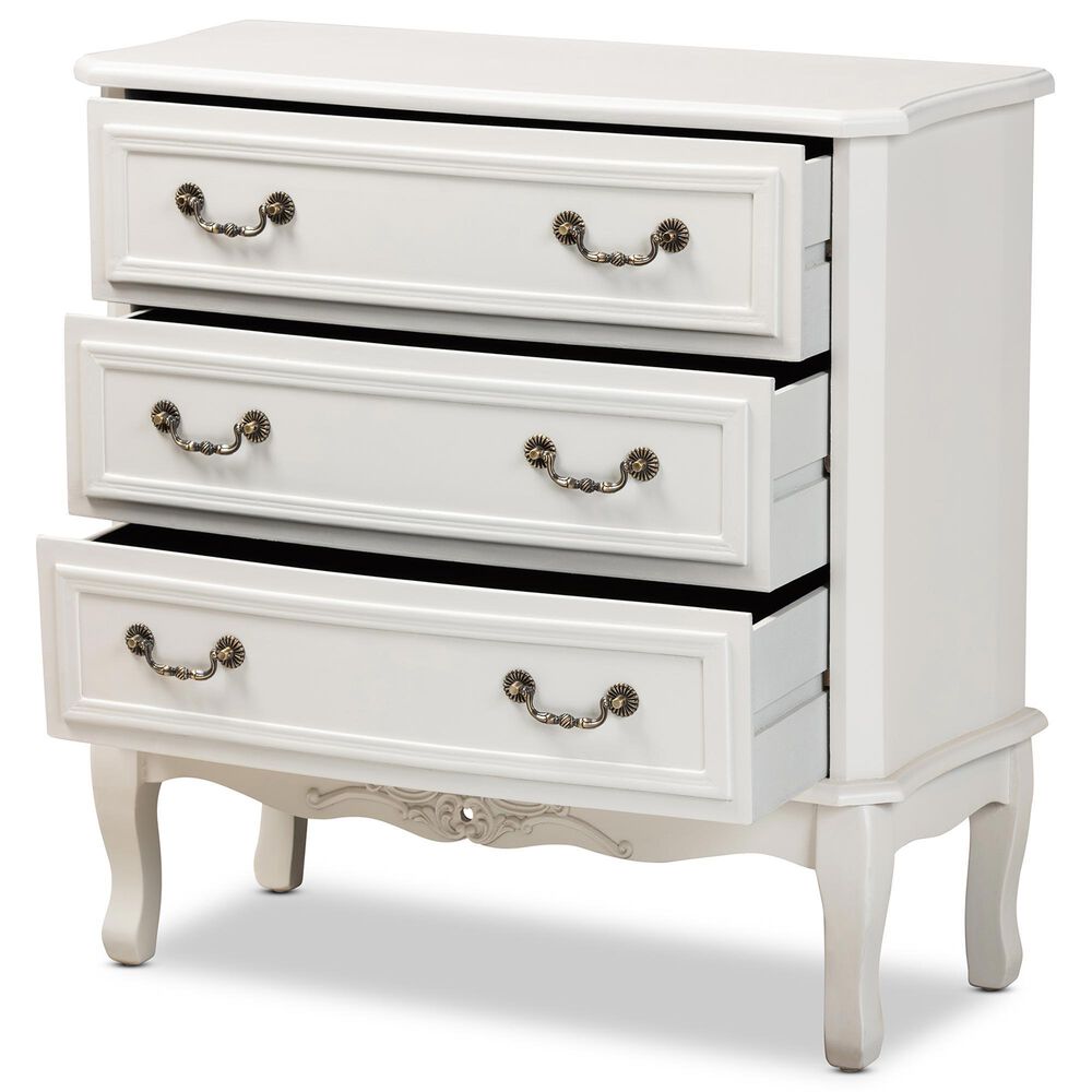 Baxton Studio Gabrielle 3-Drawer Storage Cabinet in White, , large