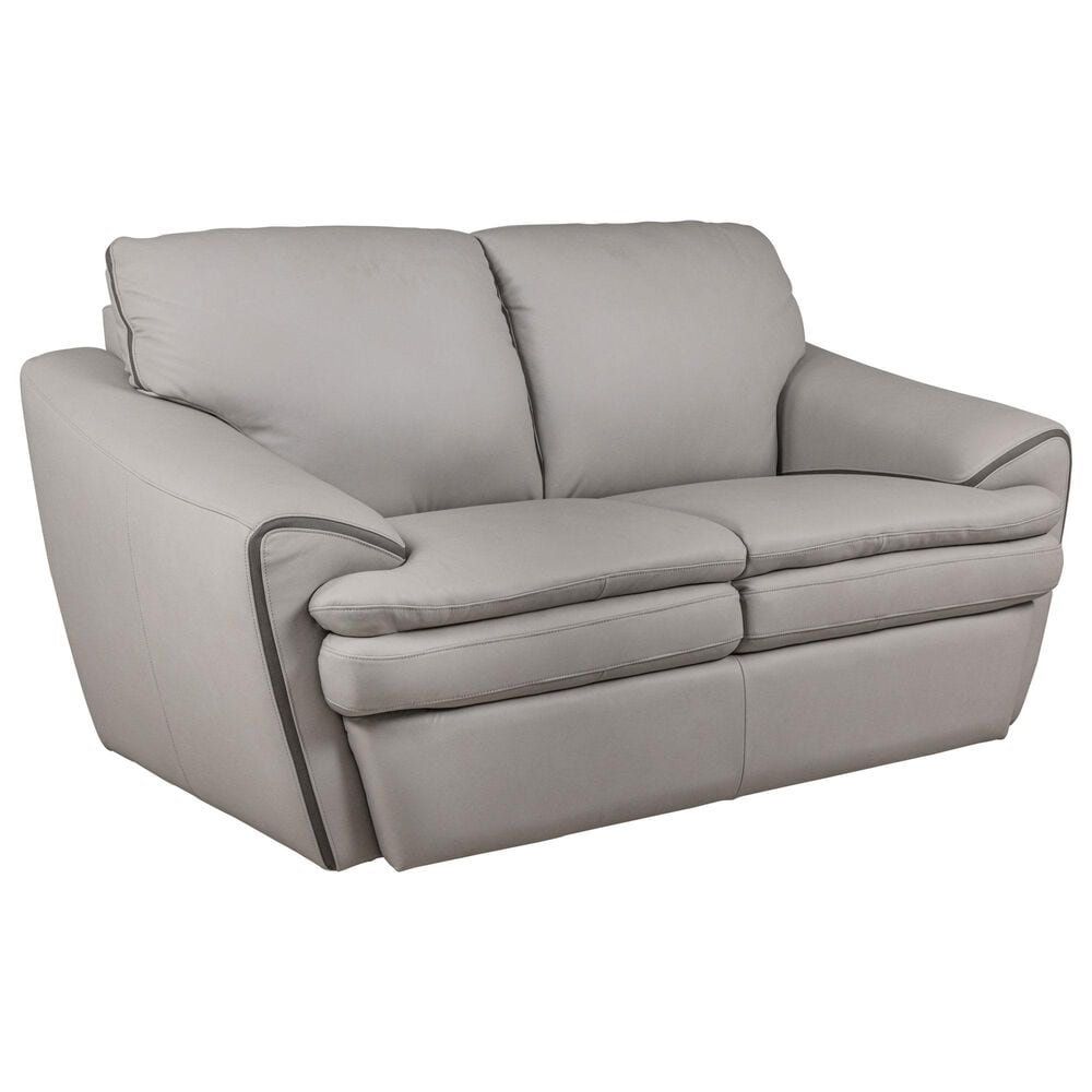Superb Leather Leather Stationary Loveseat in Oslo Grey, , large