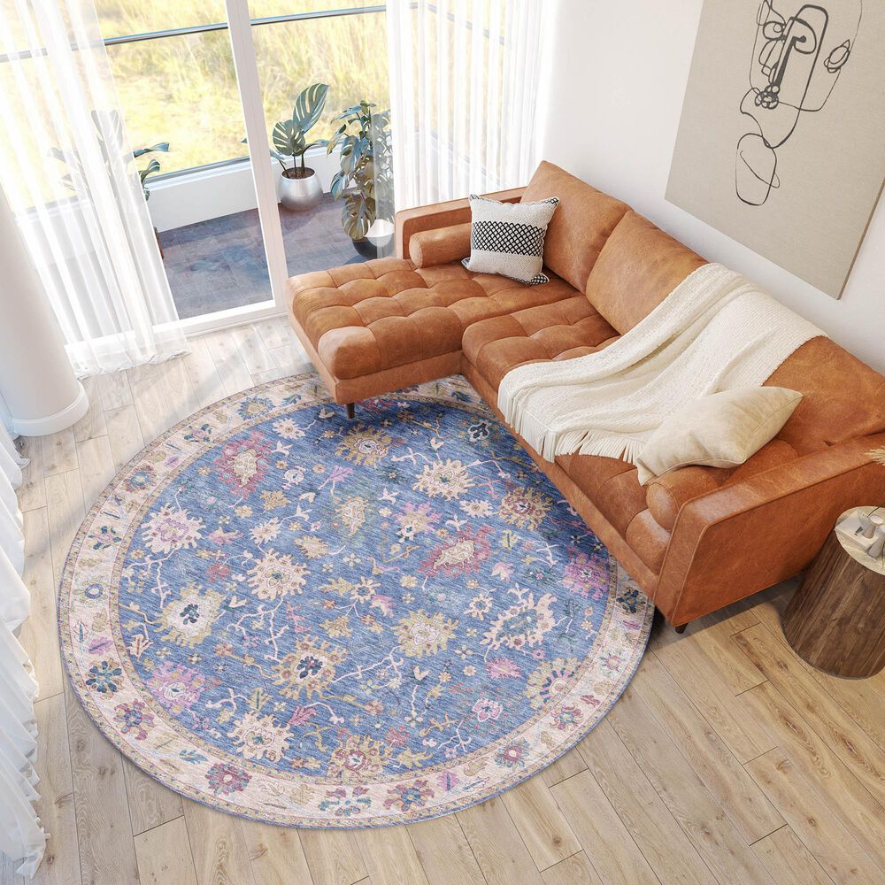 Dalyn Rug Company Hatay 8&#39; Round Blue Area Rug, , large