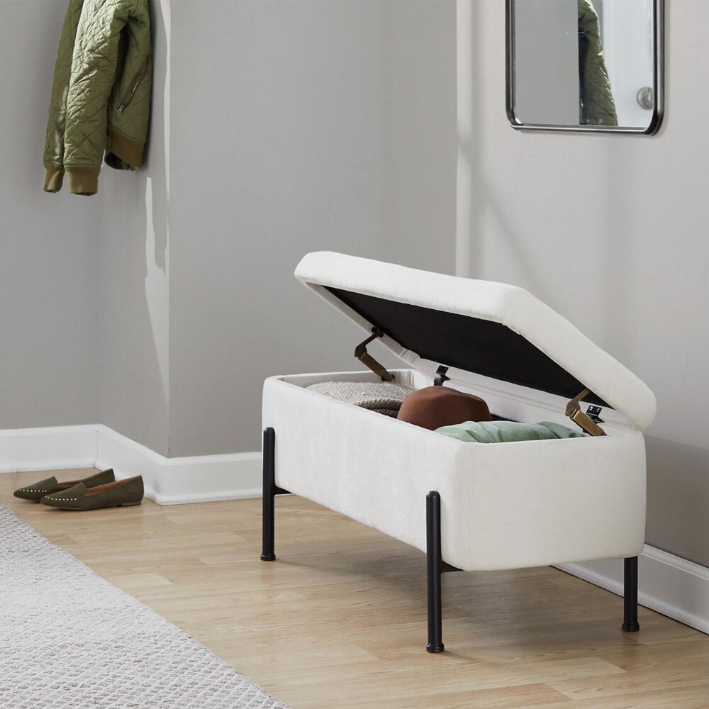 Lumisource Daniella Storage Bench with Cream Cushion in Black, , large