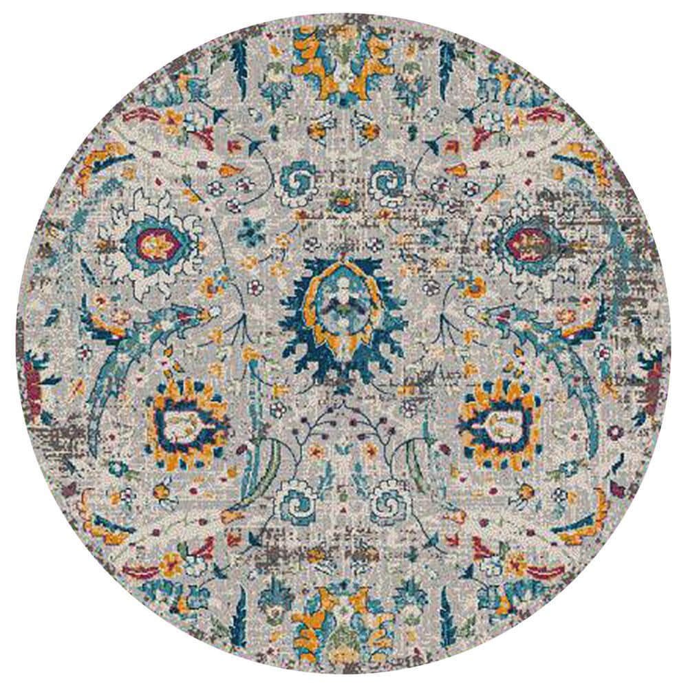 Amer Rugs Montana Transitional 7"6" Round Ivory and Orange Area Rug, , large