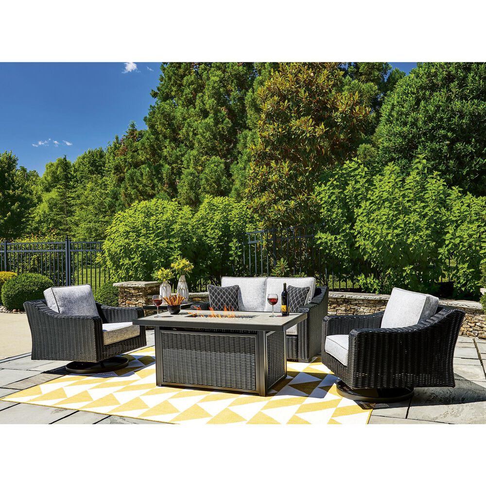 Ashley Beachcroft Rectangular Fire Pit Table in Black and Light Gray, , large