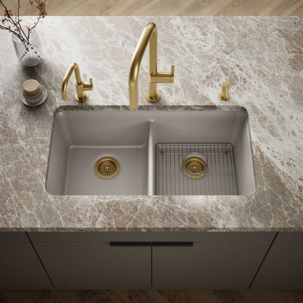 Kohler Cairn Undermount Double-Bowl Kitchen Sink in Matte Taupe, , large