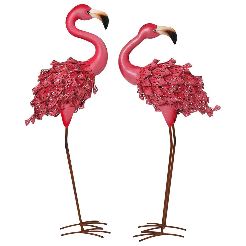 The Gerson Company 2-Piece 34.6" Flamingo Figurines, , large