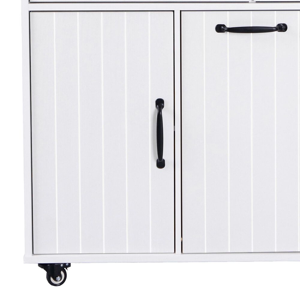 HOMLUX 44" Kitchen Island with Trash Can Storage Cabinet in White, , large