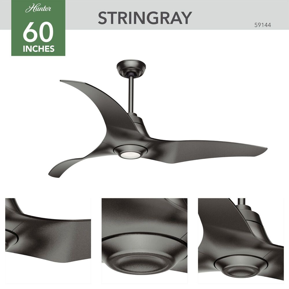 Hunter Stingray 60&quot; Ceiling Fan with LED Light in Granite, , large
