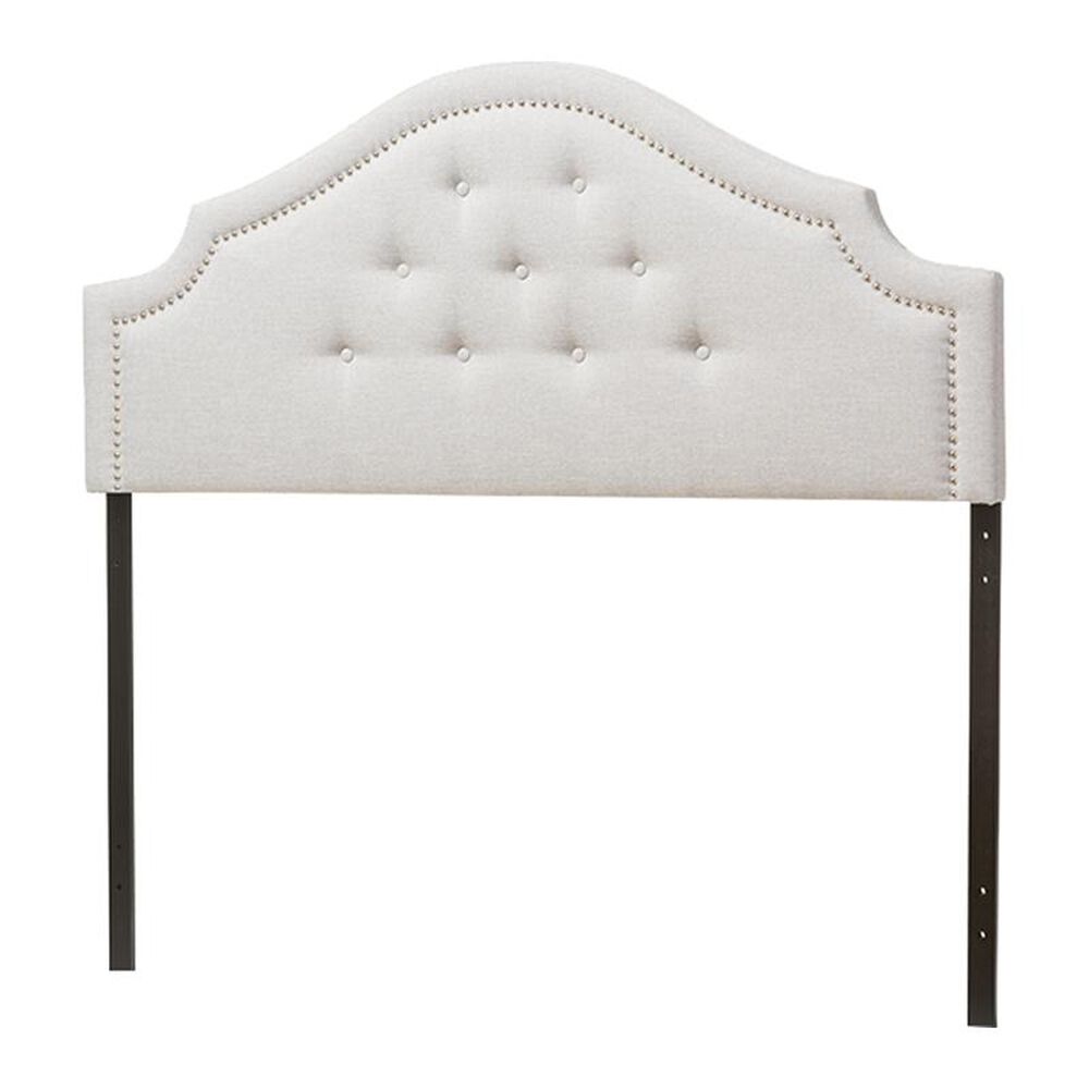 Baxton Studio Cora Full Upholstered Headboard in Greyish Beige, , large