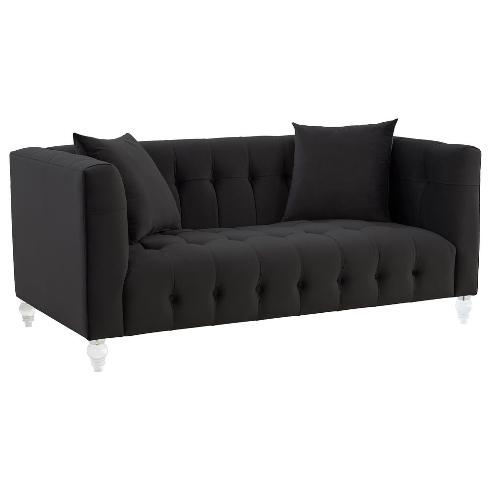Tov Furniture Bea Stationary Loveseat in Black Velvet, , large