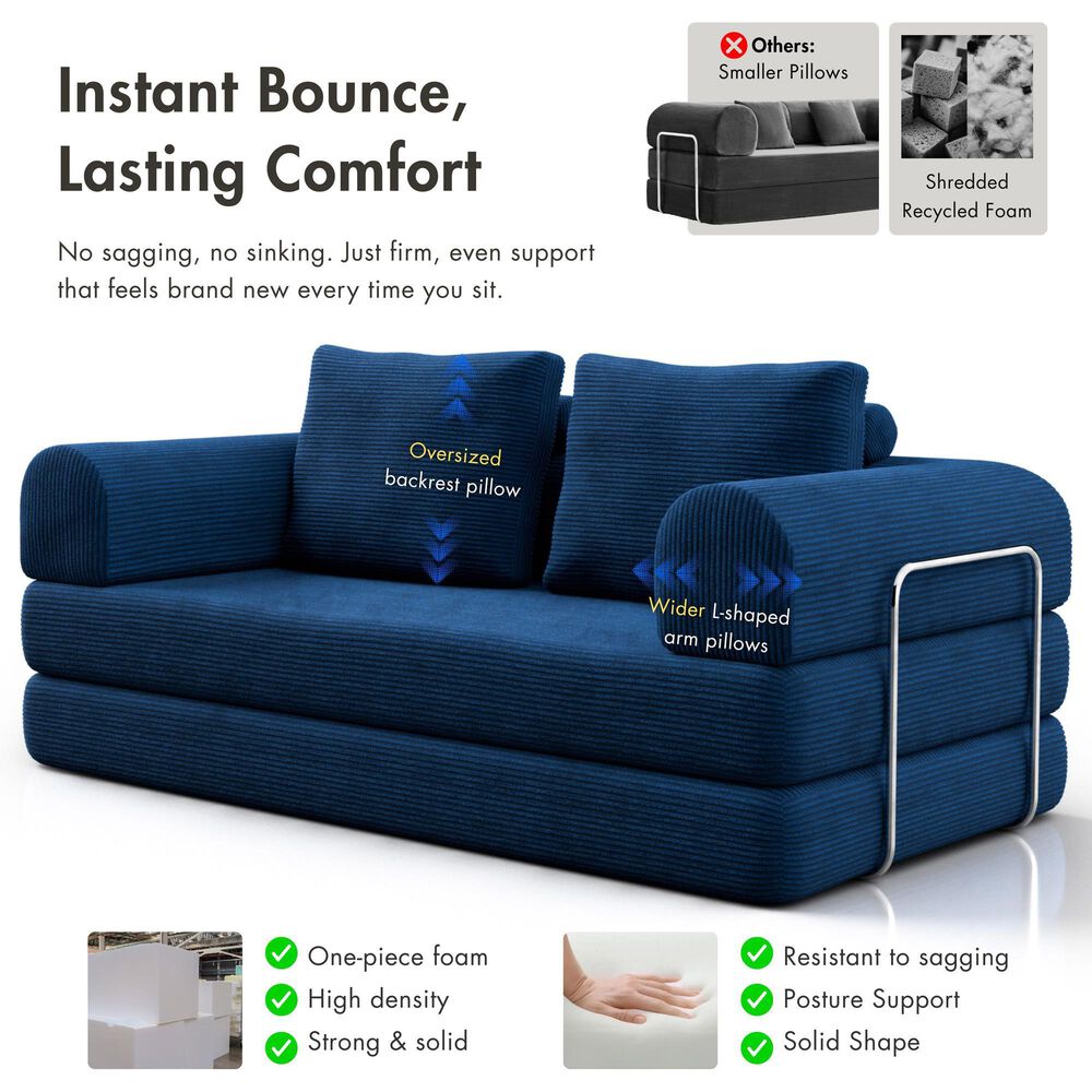 Furniture of America Ellis Stationary Modular Customizable Space-Saving Sofa in Blue, , large