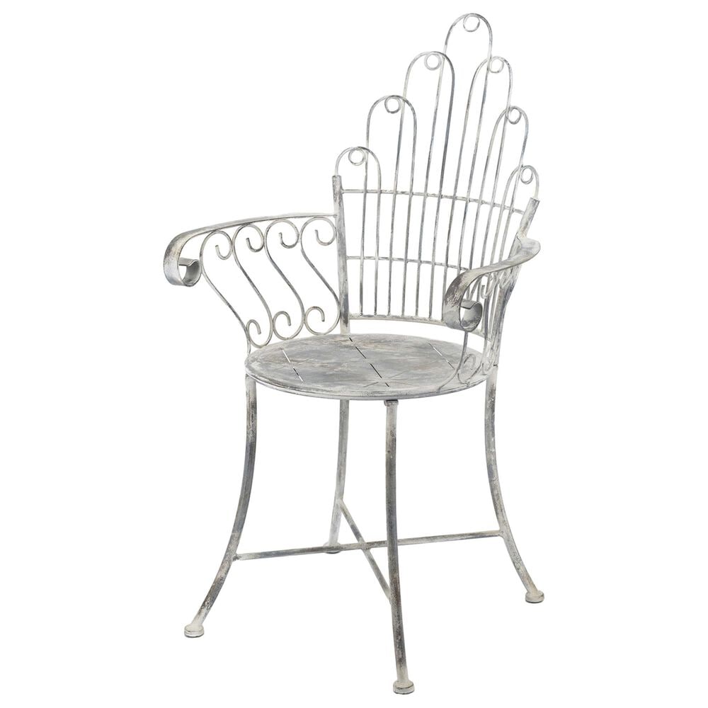 Hearth and Haven Outdoor Arm Chair with Fan-Shaped Backrest in Gray, , large