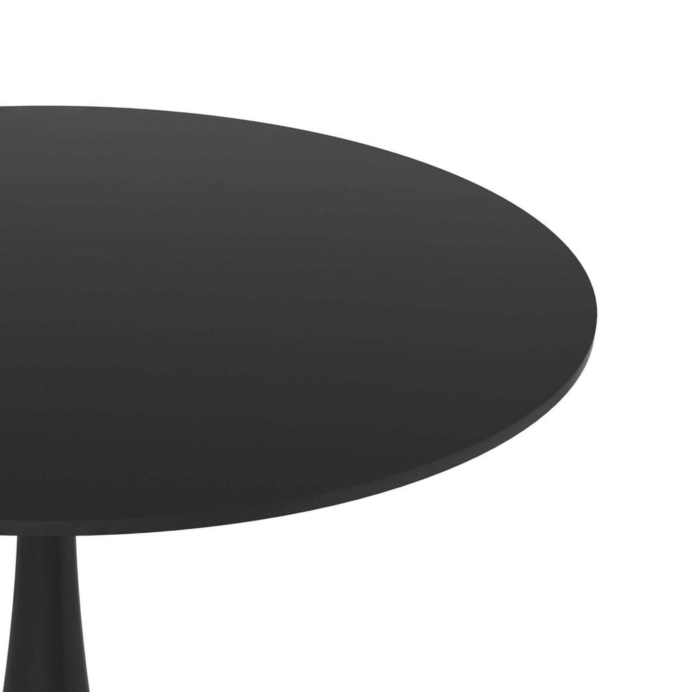 Leisuremod LeisureMod Bristol Mid-Century Modern Round Dining Table with Wood Top and Iron Pedestal Base with Gloss Finish for Kitchen and Dining Room, , large